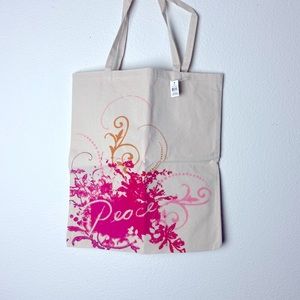 3D Pink Peace Graphic Book Tote,Shoppers Bags